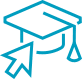 Line drawing of graduation cap with a mouse arrow